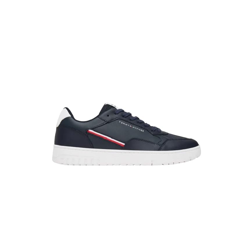 Tommy Hilfiger Uomo Sneakers con Suola Preformata Basket Core Stripes Profilo Basso, Blu (Desert Sky), 40