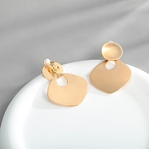 Classyzint Satin Gold Clip On Earring For Women Handmade Brushed Gold Geometric Brass Disc Drop Dangle Earrings Vintage Jewelry Gift… #TOP6