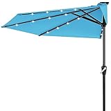ABCCANOPY Patio Umbrella 9FT - Outdoor Half Umbrellas with Solar LED Lights for...
