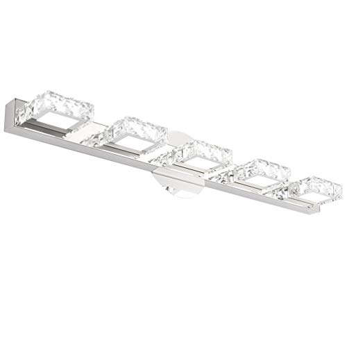 Aipsun 31.5in/25W Crystal Vanity Lights Modern LED Vanity Lights for Bathroom Vanity Lighting Fixtures Modern Bathroom Wall Light (White Light)