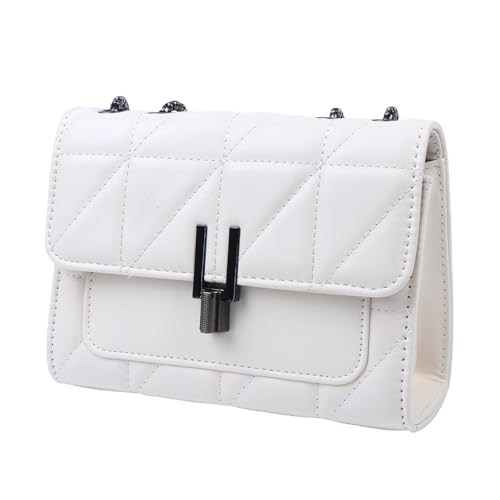 Genérico Bolso bandolera acolchado con cadena para mujer, nuevo bolso cruzado de moda con borla y cierre metálico, bolsos mensajero de cuero PU para hombro
