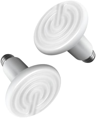 Simple Deluxe 陶瓷加热发射器 150W 2 件装爬行动物加热灯泡无发光育婴室加热器适用于两栖动物宠物蛇龟和孵养鸡,无伤害,白色