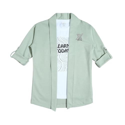 Image of CAVIO Boys Solid Open-Front Shrug with T-Shirt