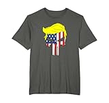 Trump Hair Skull Shirt 4th Of July Trump US Flag Gift T-Shirt