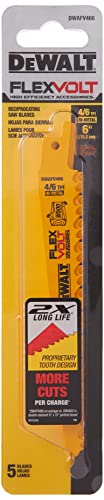 Dewalt Dwafv466 Flexvolt 6 Tpi Recip Blade (5 Pack), 6" #TOP3