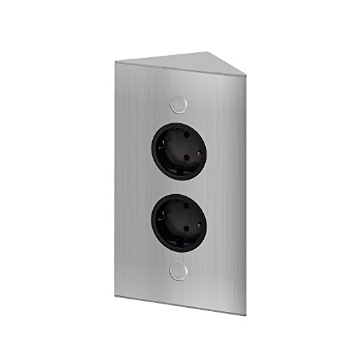 Thebo 17586/200/2 3007 - Enchufe doble para esquina, acero Inoxidable, 200 mm