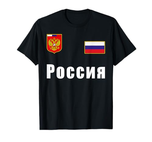 Russia Flag Soccer Player Design for Russian Jersey Fans T-Shirt
