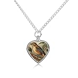 ERSTSNCK Pet Urn Necklace for Ashes Bird on Branch Heart-Shaped Memorial Pendant with Filling Kit 27.6' Adjustable Chain Cremation Keepsake Jewelry for Dog Cat Sympathy Gift for Pets Lovers