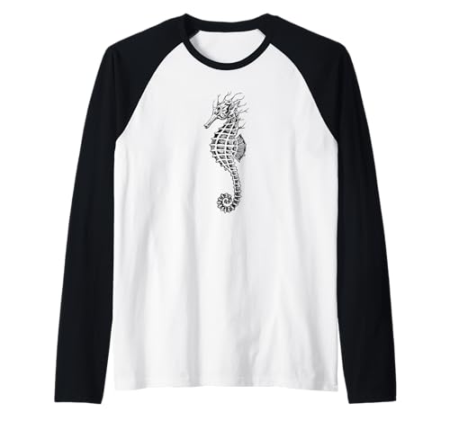 Caballito de mar bajo el mar Camiseta Manga Raglan