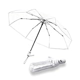 JOBEDE Clear Transparent Umbrella, Auto Open Clear Umbrella for Rain Wedding Adult-white