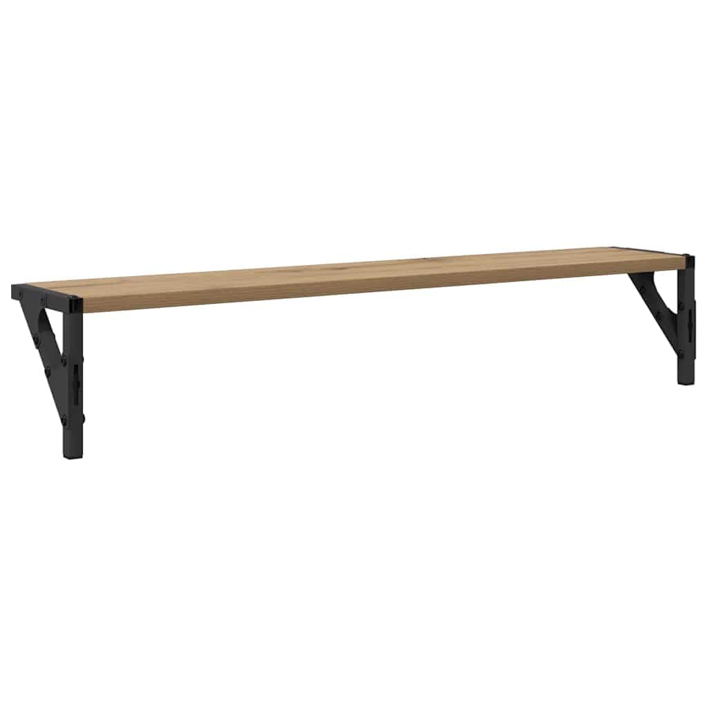 Wandregal Set Artisan Eiche 80x15x15,5 cm, schwebendes Regal mit Metallrahmen, Modernes Holzwerkstoff Design für Schlafzimmer Büro Küche als Bücherregal Gewürzregal Dekoboard