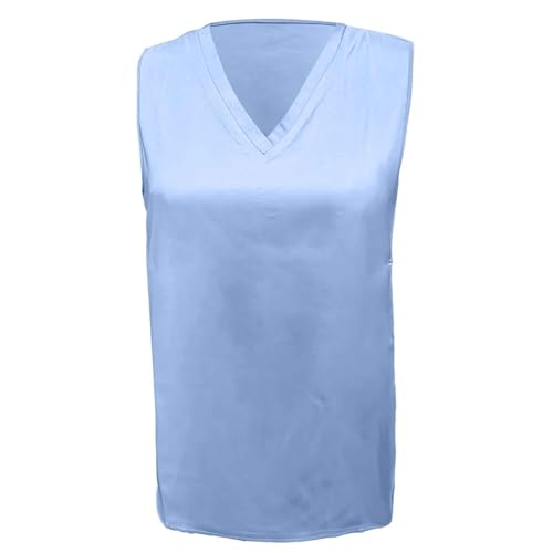 Women Fashion Solid Satin Vest Casual V Neck Silk Sleeveless Vest Apparel Women Tops2