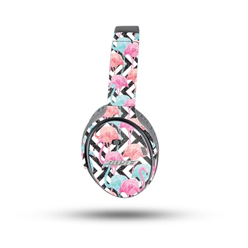 Image of MightySkins Glossy Glitter Skin Compatible with Bose QuietComfort 35 II Headphones - Pop Flamingo | Protective, Durable High-Gloss Glitter Finish | Easy to Apply