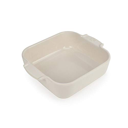 Peugeot Appolia Quadratische Auflaufform mit Griffen, Keramik, Ecru / Weiß, 6x21x21 cm, Fassungsvermögen: ca. 1 l, 60206