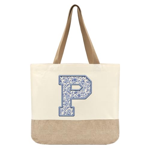 Bolsa Tote de Lona Inicial P Monograma Para Mujer miniatura 1