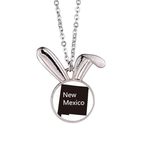 Pendentif carte du Nouveau-Mexique collier USA lapin pour femme