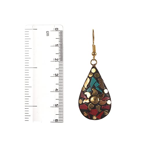 Zephyrr Red, Green Non-Precious Metal Dangle & Drop Earrings For Women and Girls