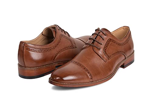 Image of Kenneth Cole Men's Cheer Oxford, Cognac, 8.5
