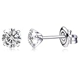 VGACETIチタン ピアス 医療用ピアス 金属アレルギー対応 チタンピアス シンプル輝き 5mm ジルコニア セカンドピアス 人気チタンシミュレーテッドダイヤモンドピアス 女性男性用(PB WH)