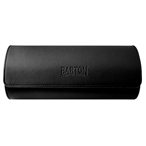 Image of Barton Leather Watch Roll for 3 Watches | Convenient Organizer Case for Travel & Storage | Fits Classic & Smart Watches (Up to 46mm) | Compact, Durable, Lightweight, Stylish - Black