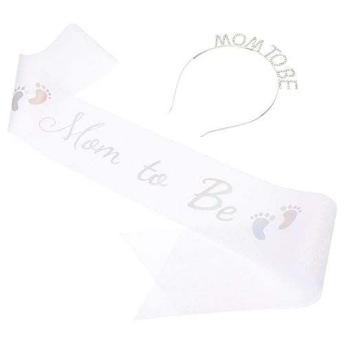 ibasenice Mommy to Be Sash Rhinestone Tiara Baby Shower Headband Maternity Sash