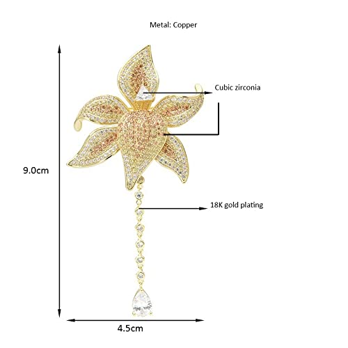 Damen-Brosche, Damenmode-Accessoires, Damen-Elegante Blumen-Brosche, Party-Brosche, Wassertropfen-Kette, Blumen-Hochzeitsbankett-Brosche, Exquisite Broschen