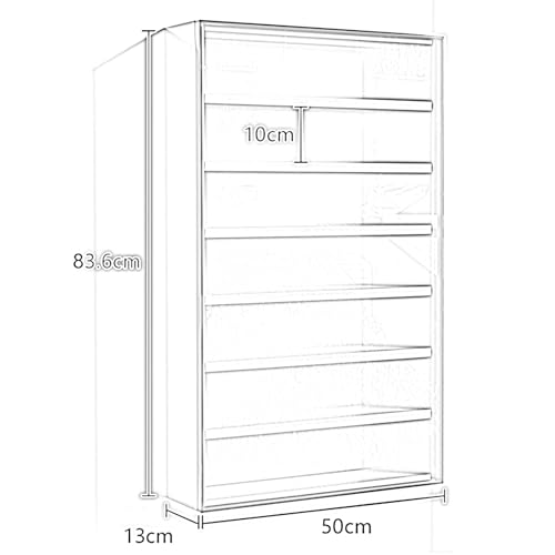 Weiße Vitrine – 3/4/5/6/7 Etagen Glastürvitrine für Figuren und Sammlerstücke, Wandregal für Zuhause, Büro, Spielzimmer und Schlafzimmer, Aufbewahrungslösungen – Bild 3