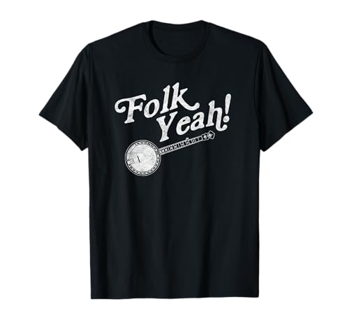 Folk Yeah! Retro Funny Banjo & Acoustic Music Graphic T-Shirt