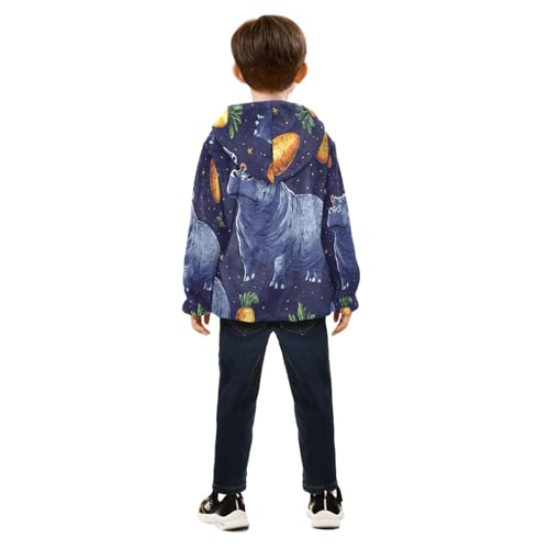 Hippo Carrots Night Sky Toddler Fleece Jacket Girl Boys Hooded Fleece Jacket Coat Warm Outwear Zip-up 3-10T4