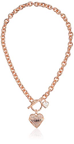 GUESS Collier à bascule pour femme avec pendentif en forme de cœur avec logo, taille unique,...
