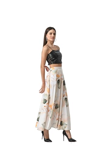 Image of VAGISHA Printed Casual Long Western Skirts for Women's & Girls |Stretchy Flared Maxi Skirt|Elastic Waist Skirts|Western Ethnic Skirts