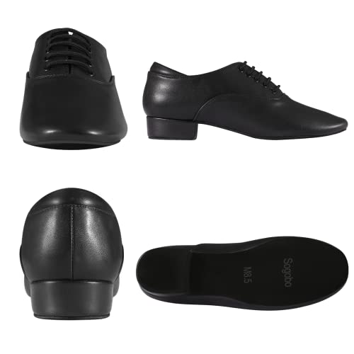 Black Ballroom Dance Shoes Leather Character Shoes for Men's Salsa Latin Tango Dancing3