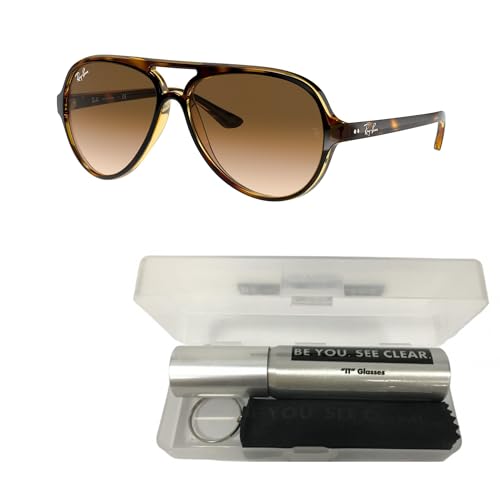 Ray-Ban RB4125 Sunglasses Bundle: RB 4125 CATS 5000 710/51 Cats 5000 Light Havana Clear G and Eyewear Cleaning Kit2