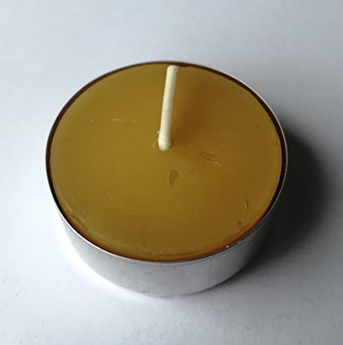 Beethelight Beeswax Tea Light Candles - 100% Pure Bees Wax - 4 Hours Each - Handmade - Unscented Tealights - All Natural Light Honey Scent (48 Pack, Yellow) #TOP4
