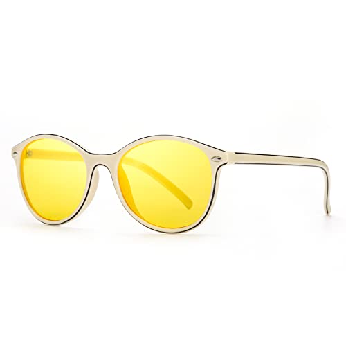 LVIOE Gafas de conducción nocturna amarillas para mujeres/hombres antideslumbrantes polarizadas conducción nocturna, Beige Cover