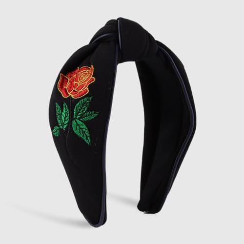 Bandeau broderie fleur vintage avec nœud pour un effet haut crânien élégant
