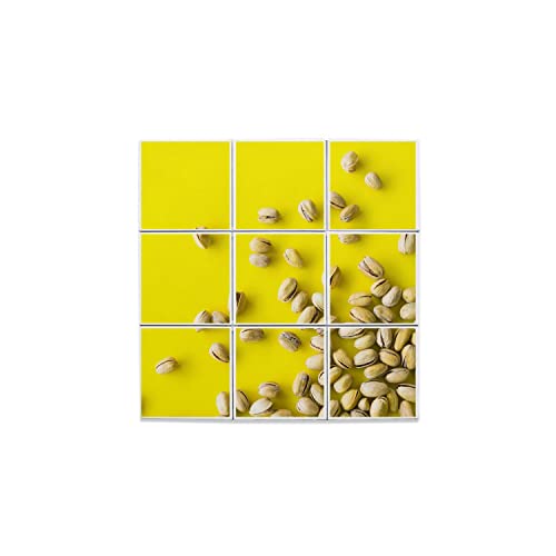 Carreaux céramique décoratif motif pistaches | Fresque murale brillante 32x32cm