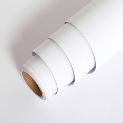 壁紙シール 白 10m はがせる おしゃれ 北欧 厚手 のり付き diy 天井 壁紙シート 賃貸 防水 wallpaper 幅44.5cm 10ｍ（マット調ホワイト）