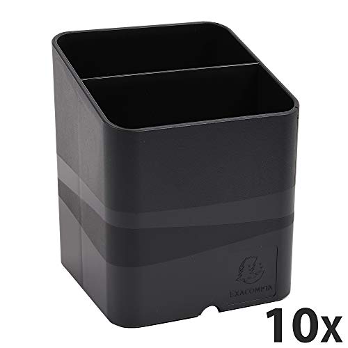 Pots à crayons PEN-CUBE ECOBLACK Exacompta noir double compartiment bureau - 3