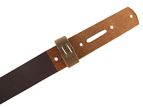 Brown Belt Strap, Buffalo Leather Belt Replacement 50-60 Length, 8-10 oz Thick Crazy Horse Buffalo Leather Belt Blank, Pre-Punched Holes and Turn Back Just Add Hardware (1-3/4")3