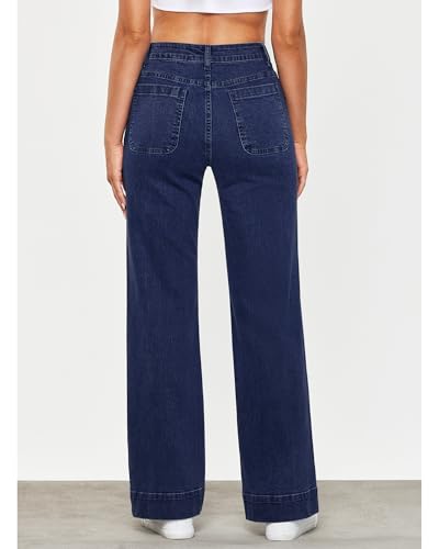 GRAPENT Wide Leg Jeans for Women High Waisted Flare Trendy Stretchy Denim Pants Duo Pockets Trouser Jeans2