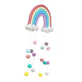 Ipetboom 部屋装飾用手編み雲と虹のペンダント 綿素材で通気性良く洗濯可能 ベビーベッド壁掛け 雨滴モチーフのモビール