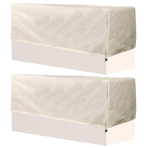 lasuroa 2pz Telo Protettivo per Fioriere Rettangolari, 150x45x40cm Riparo delle Piante d'inverno Protezione Invernale per Piante da Balcone con Coulisse per Fioriere da Balcone Inverno(Bianco Sporco)