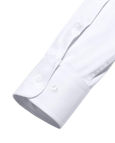 Alimens & Gentle White Dress Shirt for Men Long Sleeve Stretch Wrinkle Free Button Down Shirts Casual Work Formal Shirts - Image 6