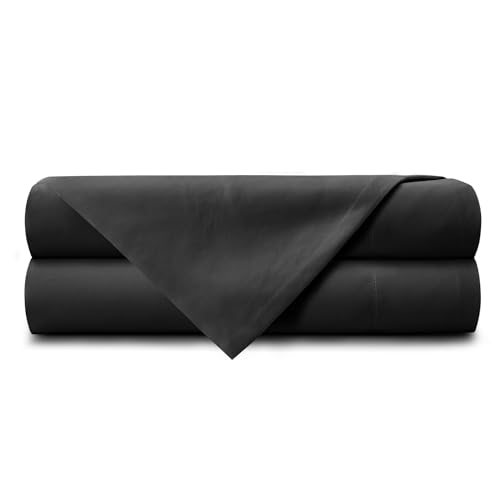 VACVELT 2 Pack Dark Grey Flat Sheets Queen Flat Sheet Only, Brushed Microfiber Top Sheets 1800 Thread Count Bedding Flat Sheets for Queen Mattress, Hotel Luxury Flat Bed Sheets Soft Flat Sheet Set