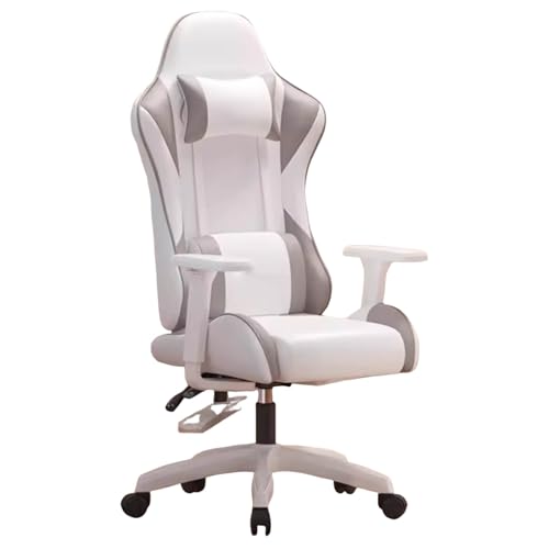 Silla de videojuegos para oficina en casa, reclinable ergonómica de respaldo alto, altura ajustable, cómoda silla de escritorio de cuero para computadora con reposacabezas y soporte lumbar
