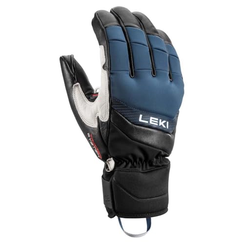 LEKI Griffin Base 3D Noir/Bleu gants en cuir premium pour skieurs exigeants