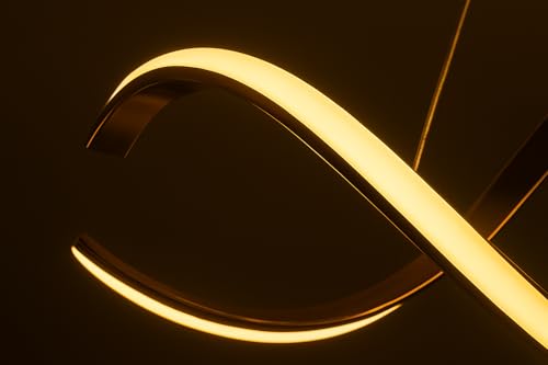 Image of blissbells Modern Wave LED Pendant Ceiling Light for Dining Room, Luxury Linear Hanging Chandelier with Adjustable Suspension, Gold Finish Decorative Light Fixture for Living Room & Kitchen Island