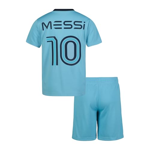 Image of Messi Boys' Lifestyle Short Sleeve 2-piece Set, Slim-fit Jersey Set With Top & Shorts