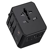 【🔌ADAPTATEUR UNIVERSEL INTERNATIONAL 6 EN 1】3 ports USB‑C (jusqu’à 45 W), 2 ports USB‑A et 1 prise secteur universelle (100‑250 V, 10 A). Grâce à sa conception 6‑en‑1, vous pouvez recharger simultanément jusqu’à 5 appareils électroniques portables via USB et alimenter 1 appareil plus puissant par la prise secteur, soit un total de 6 appareils en même temps.